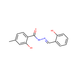 Cc1ccc(C(=O)N/N=C/c2ccccc2O)c(O)c1 ZINC000098084559