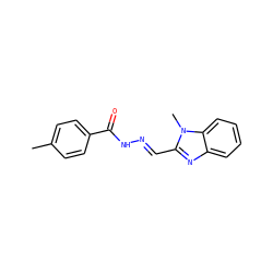 Cc1ccc(C(=O)N/N=C/c2nc3ccccc3n2C)cc1 ZINC000100479857
