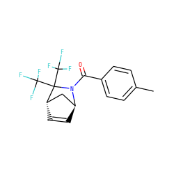 Cc1ccc(C(=O)N2[C@H]3C=C[C@@H](C3)C2(C(F)(F)F)C(F)(F)F)cc1 ZINC000100637255