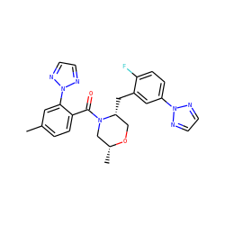 Cc1ccc(C(=O)N2C[C@@H](C)OC[C@H]2Cc2cc(-n3nccn3)ccc2F)c(-n2nccn2)c1 ZINC001772613234