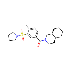 Cc1ccc(C(=O)N2CC[C@@H]3CCCC[C@@H]3C2)cc1S(=O)(=O)N1CCCC1 ZINC000029038023