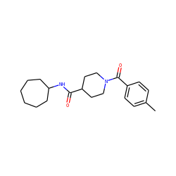 Cc1ccc(C(=O)N2CCC(C(=O)NC3CCCCCC3)CC2)cc1 ZINC000000312926