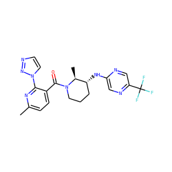 Cc1ccc(C(=O)N2CCC[C@@H](Nc3cnc(C(F)(F)F)cn3)[C@@H]2C)c(-n2ccnn2)n1 ZINC000218534153