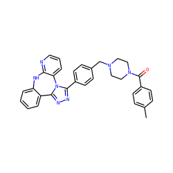 Cc1ccc(C(=O)N2CCN(Cc3ccc(-c4nnc5n4-c4cccnc4Nc4ccccc4-5)cc3)CC2)cc1 ZINC000096174093
