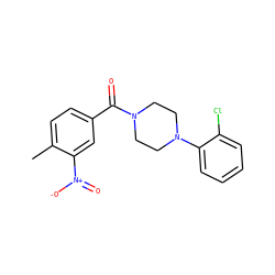Cc1ccc(C(=O)N2CCN(c3ccccc3Cl)CC2)cc1[N+](=O)[O-] ZINC000003445935