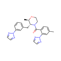 Cc1ccc(C(=O)N2CCO[C@H](C)[C@H]2Cc2cccc(-n3nccn3)c2)c(-n2nccn2)c1 ZINC000222073919
