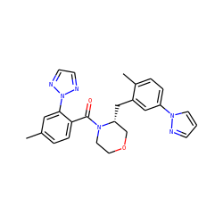 Cc1ccc(C(=O)N2CCOC[C@H]2Cc2cc(-n3cccn3)ccc2C)c(-n2nccn2)c1 ZINC000222068092