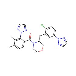 Cc1ccc(C(=O)N2CCOC[C@H]2Cc2cc(-n3nccn3)ccc2Cl)c(-n2nccn2)c1C ZINC001772575123