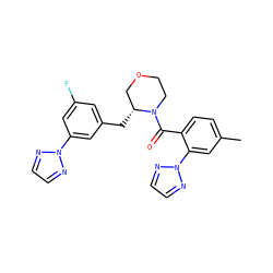 Cc1ccc(C(=O)N2CCOC[C@H]2Cc2cc(F)cc(-n3nccn3)c2)c(-n2nccn2)c1 ZINC001772653370