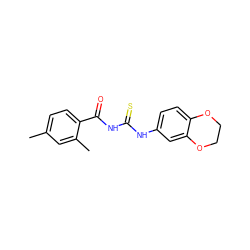 Cc1ccc(C(=O)NC(=S)Nc2ccc3c(c2)OCCO3)c(C)c1 ZINC000000572054