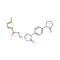 Cc1ccc(C(=O)NC[C@@H]2CN(c3ccc(N4CCCC4=O)cc3)C(=O)O2)s1 ZINC000113066729