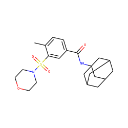 Cc1ccc(C(=O)NC23CC4CC(CC(C4)C2)C3)cc1S(=O)(=O)N1CCOCC1 ZINC000007608295