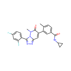 Cc1ccc(C(=O)NC2CC2)cc1-c1cc2nnc(-c3ccc(F)cc3F)n2n(C)c1=O ZINC000073198083