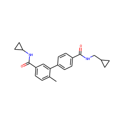 Cc1ccc(C(=O)NC2CC2)cc1-c1ccc(C(=O)NCC2CC2)cc1 ZINC000003961852