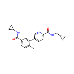 Cc1ccc(C(=O)NC2CC2)cc1-c1ccc(C(=O)NCC2CC2)nc1 ZINC000071280957