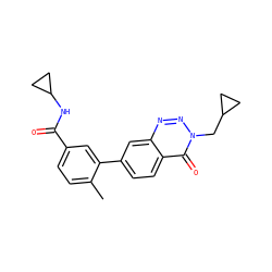 Cc1ccc(C(=O)NC2CC2)cc1-c1ccc2c(=O)n(CC3CC3)nnc2c1 ZINC000040974802