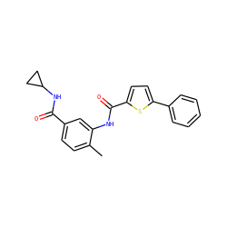 Cc1ccc(C(=O)NC2CC2)cc1NC(=O)c1ccc(-c2ccccc2)s1 ZINC000096927949