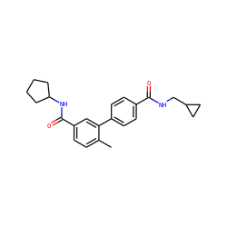 Cc1ccc(C(=O)NC2CCCC2)cc1-c1ccc(C(=O)NCC2CC2)cc1 ZINC000040405835