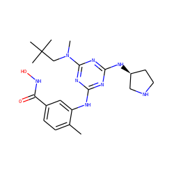 Cc1ccc(C(=O)NO)cc1Nc1nc(N[C@H]2CCNC2)nc(N(C)CC(C)(C)C)n1 ZINC000028636289