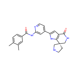 Cc1ccc(C(=O)Nc2cc(-c3cc4c([nH]3)[C@@]3(CCNC3)CNC4=O)ccn2)cc1C ZINC000073240297