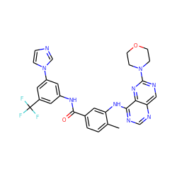 Cc1ccc(C(=O)Nc2cc(-n3ccnc3)cc(C(F)(F)F)c2)cc1Nc1ncnc2cnc(N3CCOCC3)nc12 ZINC000148343844