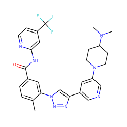 Cc1ccc(C(=O)Nc2cc(C(F)(F)F)ccn2)cc1-n1cc(-c2cncc(N3CCC(N(C)C)CC3)c2)nn1 ZINC000199376115