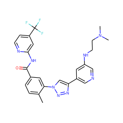 Cc1ccc(C(=O)Nc2cc(C(F)(F)F)ccn2)cc1-n1cc(-c2cncc(NCCN(C)C)c2)nn1 ZINC000224270113