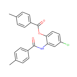 Cc1ccc(C(=O)Nc2cc(Cl)ccc2OC(=O)c2ccc(C)cc2)cc1 ZINC000000704480