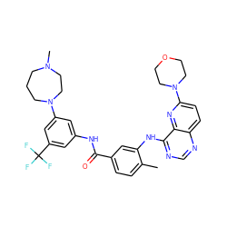 Cc1ccc(C(=O)Nc2cc(N3CCCN(C)CC3)cc(C(F)(F)F)c2)cc1Nc1ncnc2ccc(N3CCOCC3)nc12 ZINC000068245928