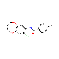 Cc1ccc(C(=O)Nc2cc3c(cc2Cl)OCCCO3)cc1 ZINC000000387921