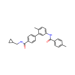 Cc1ccc(C(=O)Nc2ccc(C)c(-c3ccc(C(=O)NCC4CC4)cc3)c2)cc1 ZINC000040917766