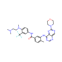 Cc1ccc(C(=O)Nc2ccc(N(C)CCN(C)C)c(C(F)(F)F)c2)cc1Nc1ncnc2cnc(N3CCOCC3)nc12 ZINC000148152945