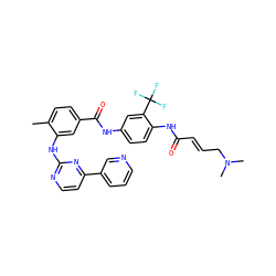 Cc1ccc(C(=O)Nc2ccc(NC(=O)/C=C/CN(C)C)c(C(F)(F)F)c2)cc1Nc1nccc(-c2cccnc2)n1 ZINC000141457201