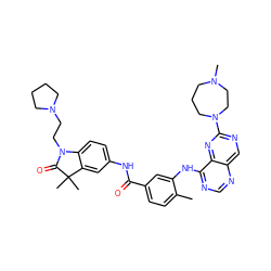Cc1ccc(C(=O)Nc2ccc3c(c2)C(C)(C)C(=O)N3CCN2CCCC2)cc1Nc1ncnc2cnc(N3CCCN(C)CC3)nc12 ZINC000165268549
