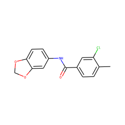 Cc1ccc(C(=O)Nc2ccc3c(c2)OCO3)cc1Cl ZINC000000317536