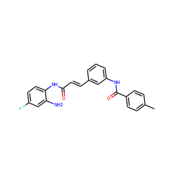 Cc1ccc(C(=O)Nc2cccc(/C=C/C(=O)Nc3ccc(F)cc3N)c2)cc1 ZINC000117581203