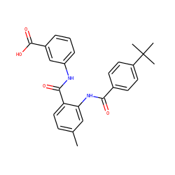 Cc1ccc(C(=O)Nc2cccc(C(=O)O)c2)c(NC(=O)c2ccc(C(C)(C)C)cc2)c1 ZINC000299819962