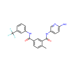 Cc1ccc(C(=O)Nc2cccc(C(F)(F)F)c2)cc1C(=O)Nc1ccc(N)nc1 ZINC000040891661