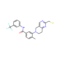 Cc1ccc(C(=O)Nc2cccc(C(F)(F)F)c2)cc1N1CCc2nc(CS)ncc2C1 ZINC000169710096