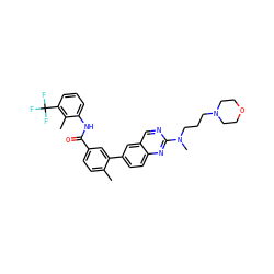 Cc1ccc(C(=O)Nc2cccc(C(F)(F)F)c2C)cc1-c1ccc2nc(N(C)CCCN3CCOCC3)ncc2c1 ZINC000036758597