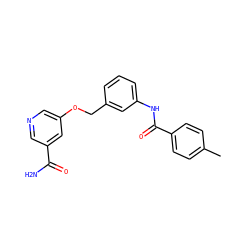 Cc1ccc(C(=O)Nc2cccc(COc3cncc(C(N)=O)c3)c2)cc1 ZINC000653857015