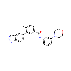 Cc1ccc(C(=O)Nc2cccc(N3CCOCC3)c2)cc1-c1ccc2[nH]ncc2c1 ZINC000040954731