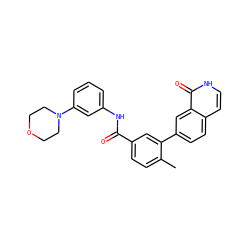 Cc1ccc(C(=O)Nc2cccc(N3CCOCC3)c2)cc1-c1ccc2cc[nH]c(=O)c2c1 ZINC000040972852