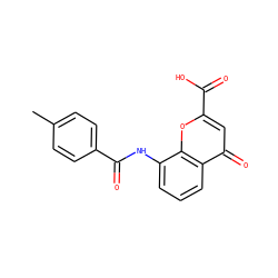 Cc1ccc(C(=O)Nc2cccc3c(=O)cc(C(=O)O)oc23)cc1 ZINC000096271911