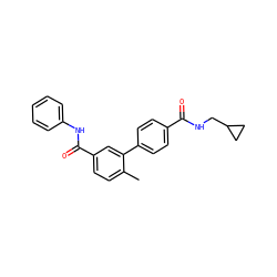 Cc1ccc(C(=O)Nc2ccccc2)cc1-c1ccc(C(=O)NCC2CC2)cc1 ZINC000040915684