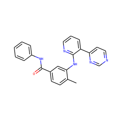 Cc1ccc(C(=O)Nc2ccccc2)cc1Nc1ncccc1-c1ccncn1 ZINC000014957199