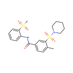 Cc1ccc(C(=O)Nc2ccccc2S(C)(=O)=O)cc1S(=O)(=O)N1CCCCC1 ZINC000029037972