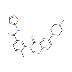 Cc1ccc(C(=O)Nc2ccno2)cc1-n1cnc2ccc(N3CCN(C)CC3)cc2c1=O ZINC000084651926