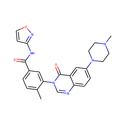 Cc1ccc(C(=O)Nc2ccon2)cc1-n1cnc2ccc(N3CCN(C)CC3)cc2c1=O ZINC000035801511