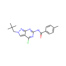 Cc1ccc(C(=O)Nc2nc(Cl)c3cn(CC(C)(C)C)nc3n2)cc1 ZINC000103263542